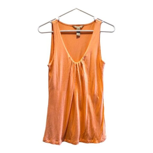 Sexy Y2K Banana Republic Sleeveless Top Gathered Plunging Neckline in Coral - Picture 6 of 16